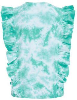 WE Fashion tie-dye top wit turquoise Blauw Meisjes Katoen Ronde hals Tie-dye 134 140 - Foto 3