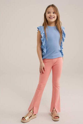 WE Fashion top blauw Meisjes Stretchkatoen Ronde hals Effen 110 116 - Foto 3