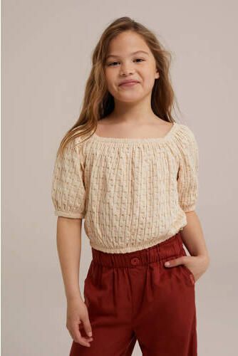 WE Fashion top ecru Meisjes Katoen Off shoulder Effen 158 164 - Foto 1