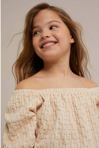 WE Fashion top ecru Meisjes Katoen Off shoulder Effen 158 164 - Foto 3
