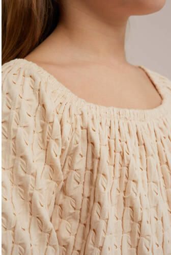 WE Fashion top ecru Meisjes Katoen Off shoulder Effen 158 164 - Foto 2