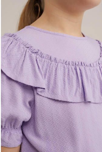WE Fashion top lila Paars Meisjes Viscose Ronde hals Effen 110 116 - Foto 2