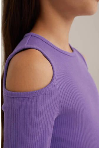 WE Fashion top paars Meisjes Katoen Ronde hals Effen 146 152 - Foto 2