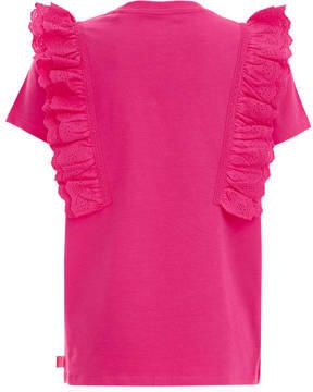 WE Fashion top roze Meisjes Katoen Ronde hals Effen 110 116