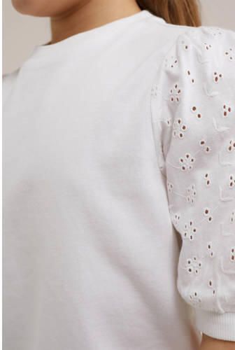 WE Fashion top wit Meisjes Katoen Ronde hals Effen 110 116