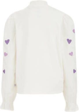 WE Fashion top wit paars lila Meisjes Katoen Ronde hals Effen 122 128 - Foto 3