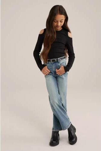 WE Fashion top zwart Paars Meisjes Katoen Ronde hals Effen 134 140 - Foto 4
