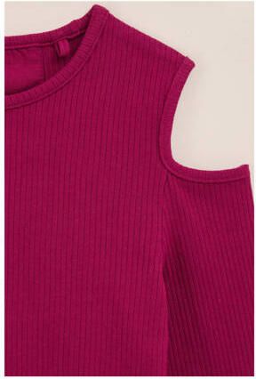 WE Fashion top zwart Rood Meisjes Katoen Ronde hals Effen 110 116