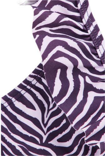 WE Fashion triangel bikini met ruches paars wit Meisjes Polyamide Zebraprint 122 128 - Foto 2