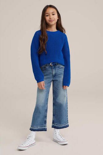 WE Fashion trui blauw Meisjes Katoen Ronde hals Effen 110 116 - Foto 1