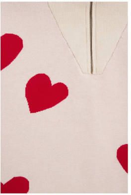 WE Fashion trui offwhite rood Ecru Meisjes Viscose Opstaande kraag All over print 134 140