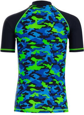WE Fashion UV T-shirt blauw groen zwart UV shirt Jongens Polyamide Ronde hals 122 128
