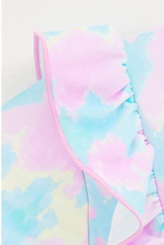 WE Fashion UV T-shirt met bikinibroekje lichtblauw roze UV shirt Meisjes Polyamide Ronde hals 110 116 - Foto 2