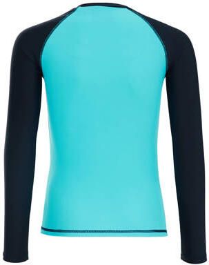 WE Fashion UV T-shirt turquoise zwart UV shirt Blauw Jongens Polyamide Ronde hals 134 140