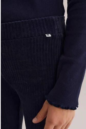 WE Fashion velours flared broek donkerblauw Effen 116