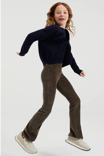 WE Fashion WE Fundamentals velours flared broek kaki - Foto 4