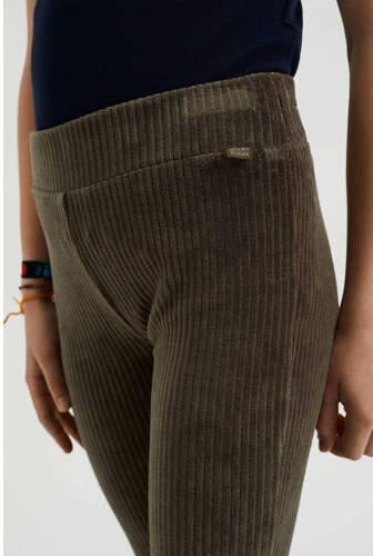 WE Fashion WE Fundamentals velours flared broek kaki - Foto 3