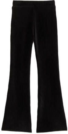 WE Fashion velours flared broek zwart Effen 158 | Broek van