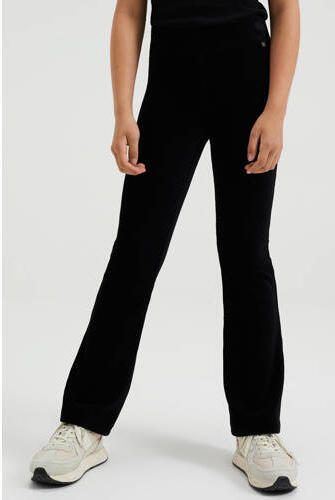 WE Fashion velours flared broek zwart Effen 140 | Broek van - Foto 5