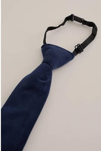WE Fashion velours stropdas donkerblauw Effen maat S
