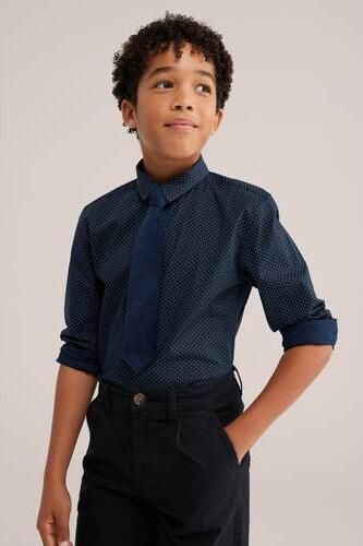 WE Fashion velours stropdas donkerblauw Effen maat S - Foto 3
