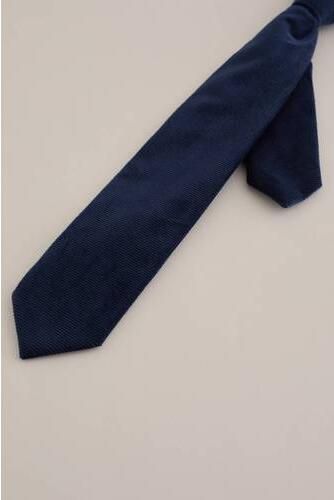 WE Fashion velours stropdas donkerblauw Effen maat S - Foto 2