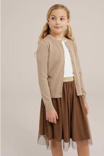 WE Fashion vest goudkleur Meisjes Katoen Ronde hals Effen 110 116 - Foto 3