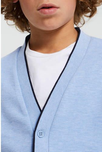WE Fashion vest lichtblauw Jongens Sweat V-hals Effen 122 128 - Foto 3