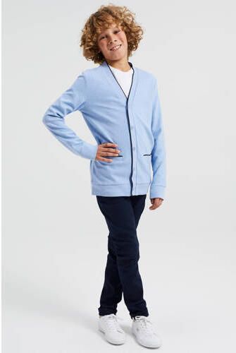 WE Fashion vest lichtblauw Jongens Sweat V-hals Effen 122 128 - Foto 4