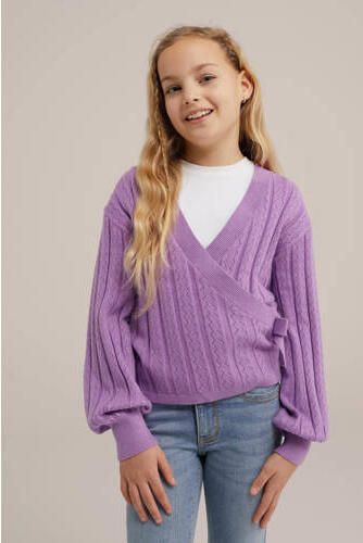 WE Fashion vest paars Meisjes Viscose Overslagkraag Effen 110 116 - Foto 3