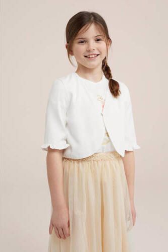 WE Fashion vest wit Meisjes Polyester V-hals Effen 110 116