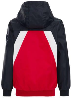 WE Fashion zomerjas donkerblauw rood wit Multi Jongens Polyester Capuchon 110 116