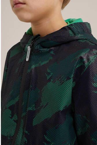 WE Fashion zomerjas met camouflageprint groen zwart Jongens Polyester Capuchon 110 116 - Foto 2