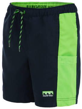 WE Fashion zwemshort donkerblauw neon groen Jongens Polyester Meerkleurig 122 128