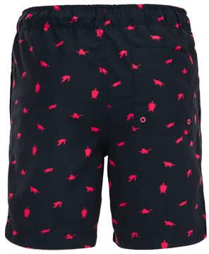 WE Fashion zwemshort donkerblauw roze Jongens Polyester All over print 122 128