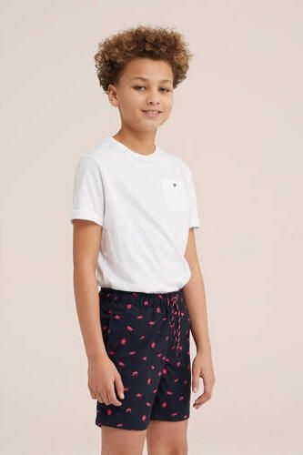 WE Fashion zwemshort donkerblauw roze Jongens Polyester All over print 122 128 - Foto 2