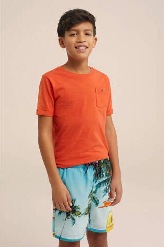 WE Fashion zwemshort lichtblauw multi Jongens Polyester All over print 110 116