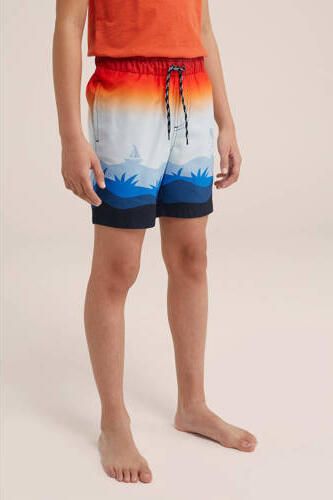 WE Fashion zwemshort rood blauw oranje Jongens Polyester All over print 110 116 - Foto 2