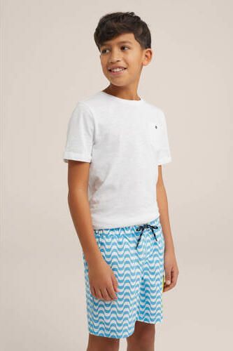WE Fashion zwemshort turquoise wit Blauw Jongens Polyester All over print 146 152 - Foto 3