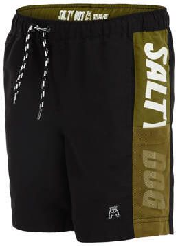 WE Fashion zwemshort zwart olijfgroen Jongens Polyester Meerkleurig 146 152