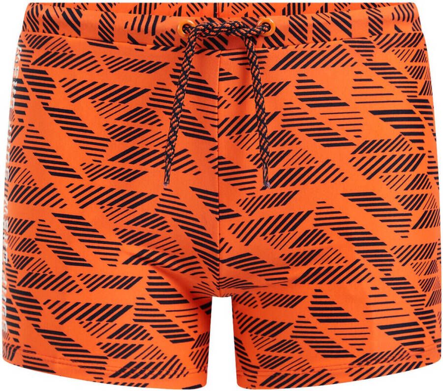WE Fashion zwemboxer oranje zwart Jongens Gerecycled polyamide All over print 146 152