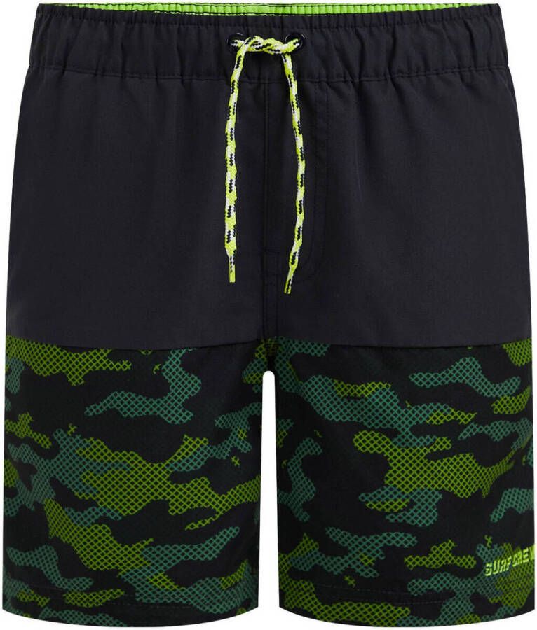 WE Fashion zwemshort zwart groen Jongens Gerecycled polyester Camouflage 110 116