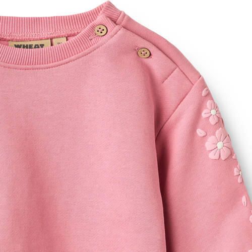 Wheat gebloemde sweater roze Meisjes Katoen Ronde hals Bloemen - Foto 2