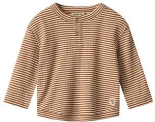 Wheat gestreepte longsleeve bruin beige Jongens Katoen Ronde hals Streep