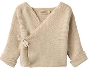 Wheat katoenen gebreid vest beige Effen