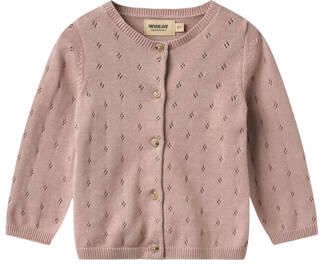 Wheat katoenen rechtvallend gebreid vest met cut-out oudroze Effen