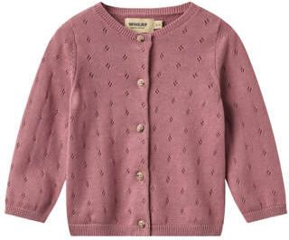 Wheat katoenen rechtvallend gebreid vest met cut-out roze Effen