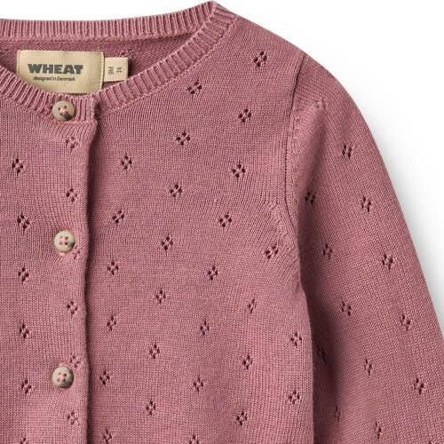 Wheat katoenen rechtvallend gebreid vest met cut-out roze Effen - Foto 2