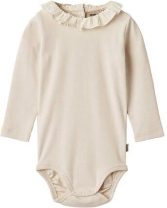 Wheat katoenen romper met ruches ecru Effen