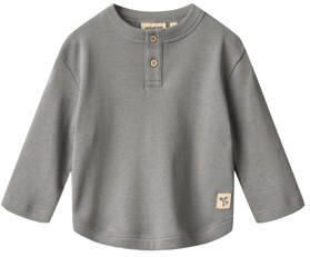 Wheat longsleeve grijs Jongens Stretchkatoen Ronde hals Effen